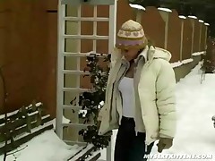 Our abate simply cannot get sufficiently of this wintry weather. Our Sharon for instance was up at dawn to fly down the steep slopes of the hills on her ski's. Well, that was the original idea at least. But something got in the way: Her sexually pussy!